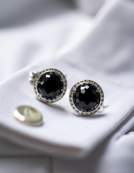Gemelli in argento con inserto in onice