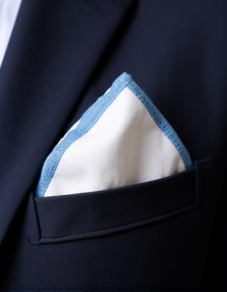 Pochette da taschino in lino con bordi a contrasto