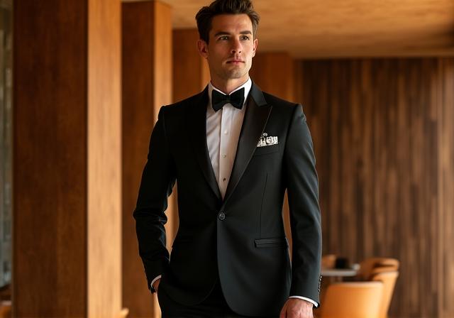 Uomo in abito da cerimonia moderno ed elegante