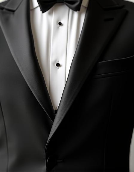 Smoking classico nero con revers in seta